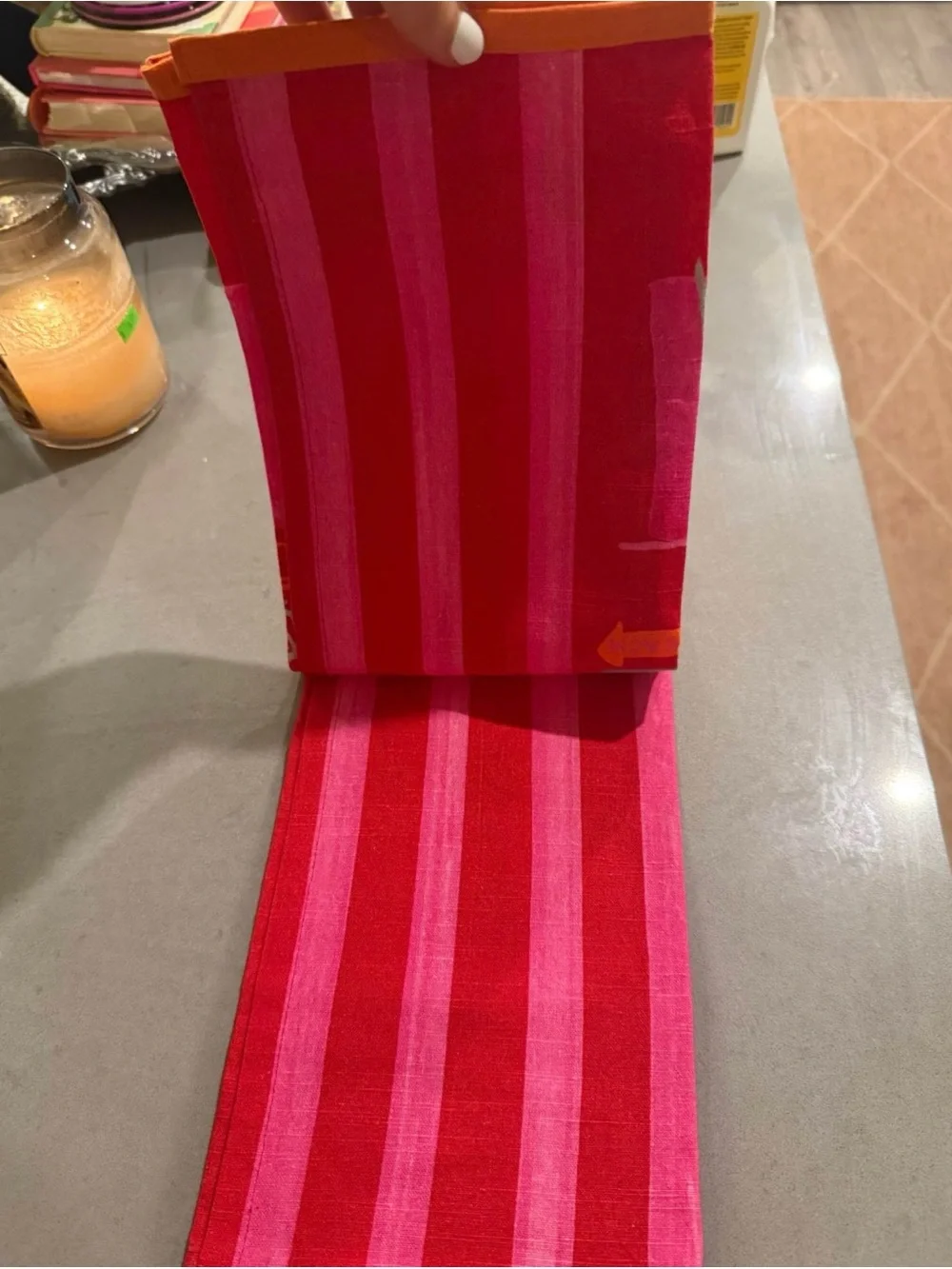 Anthropologie Red & Pink Ibiza Bar Del Mar Kitchen Towel